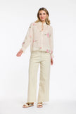 365 Days Tess Floral Top Ecru/Pink Embroidery