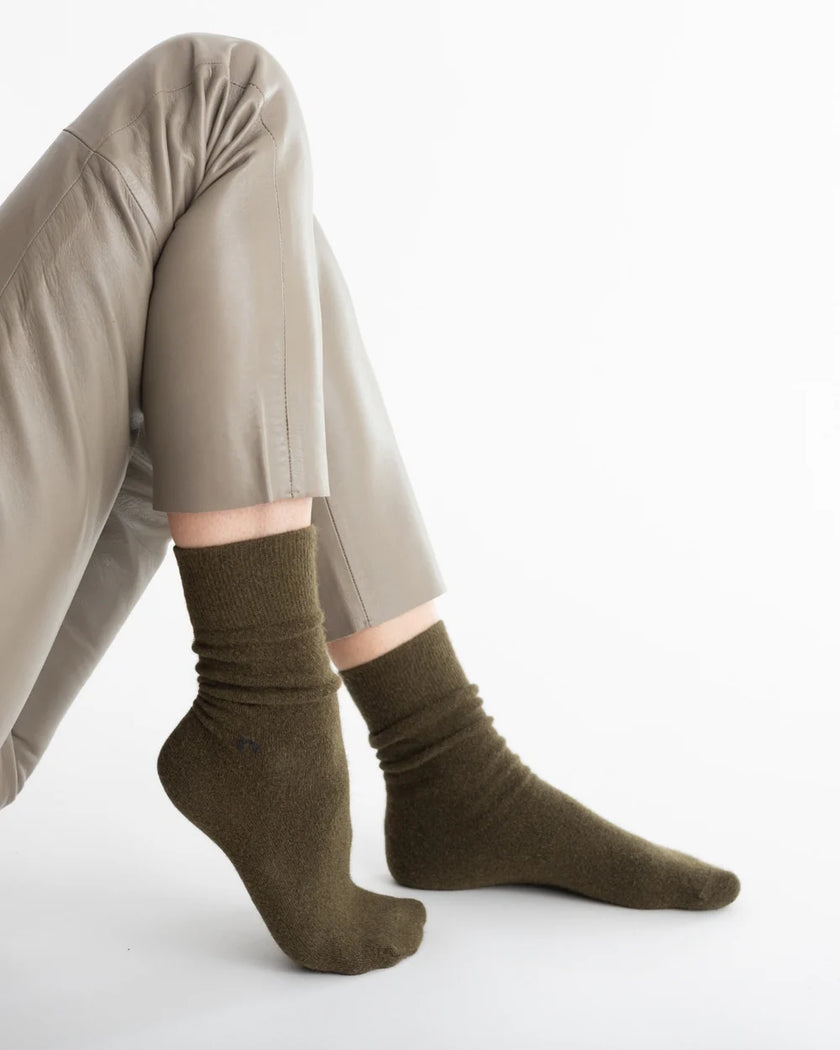 Nooan Hamilton Possum Merino Wool Socks Military Olive
