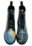 Dogo Vegan Leather Lace Up Boots Vincent Van Gogh/Starry Night Collage Muse