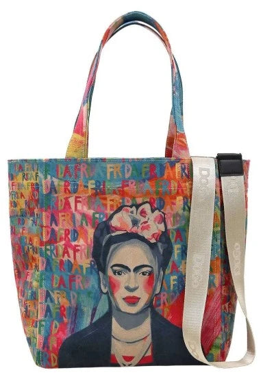 Dogo Vegan Leather Large Tote Bag Frida Kahlo in Letters Design