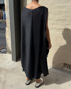 Indulge Me CLO104 Pleated Cocoon Dress Black