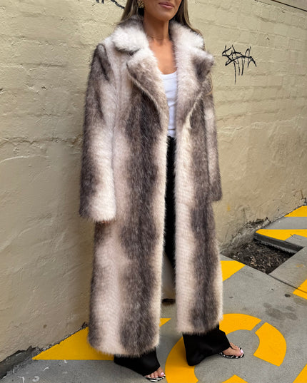 DEA The Label Faux Fur Trench Arctic Fox Cream