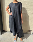 Indulge Me CLO104 Pleated Cocoon Dress Black