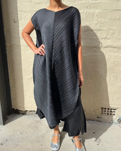 Indulge Me CLO104 Pleated Cocoon Dress Black