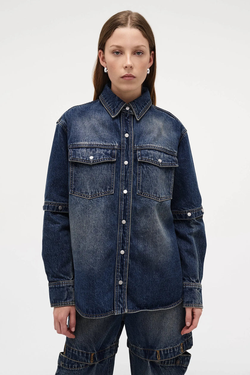 Neuw Denim Cut Loose Denim Shacket Indigo