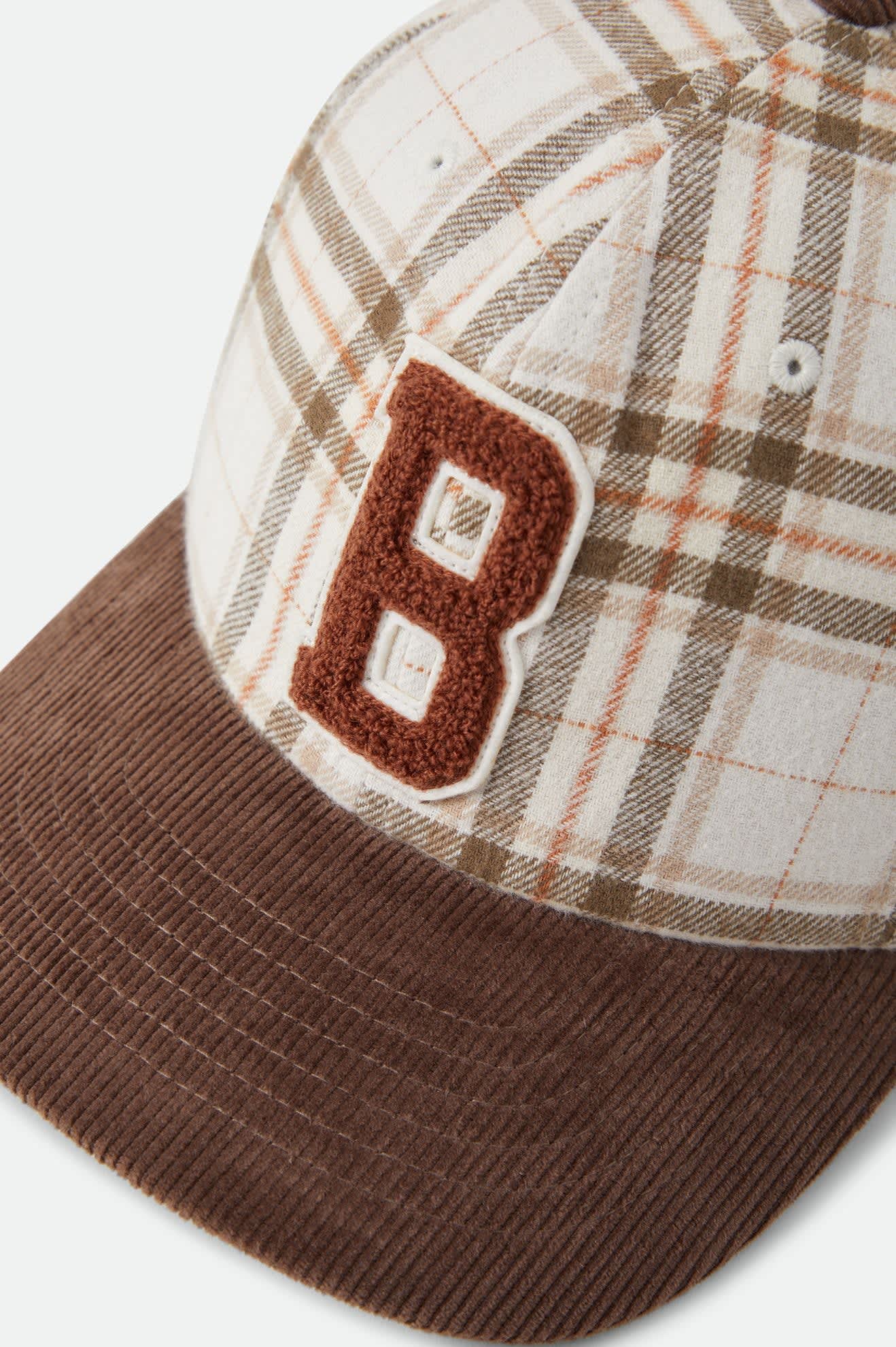 Brixton Big B Adjustable Cap Whitecap Plaid/Brown Corduroy