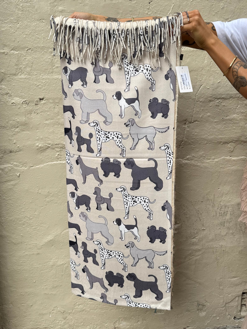 Zura CASI117 Reversible Cashmere Scarf Dog Beige
