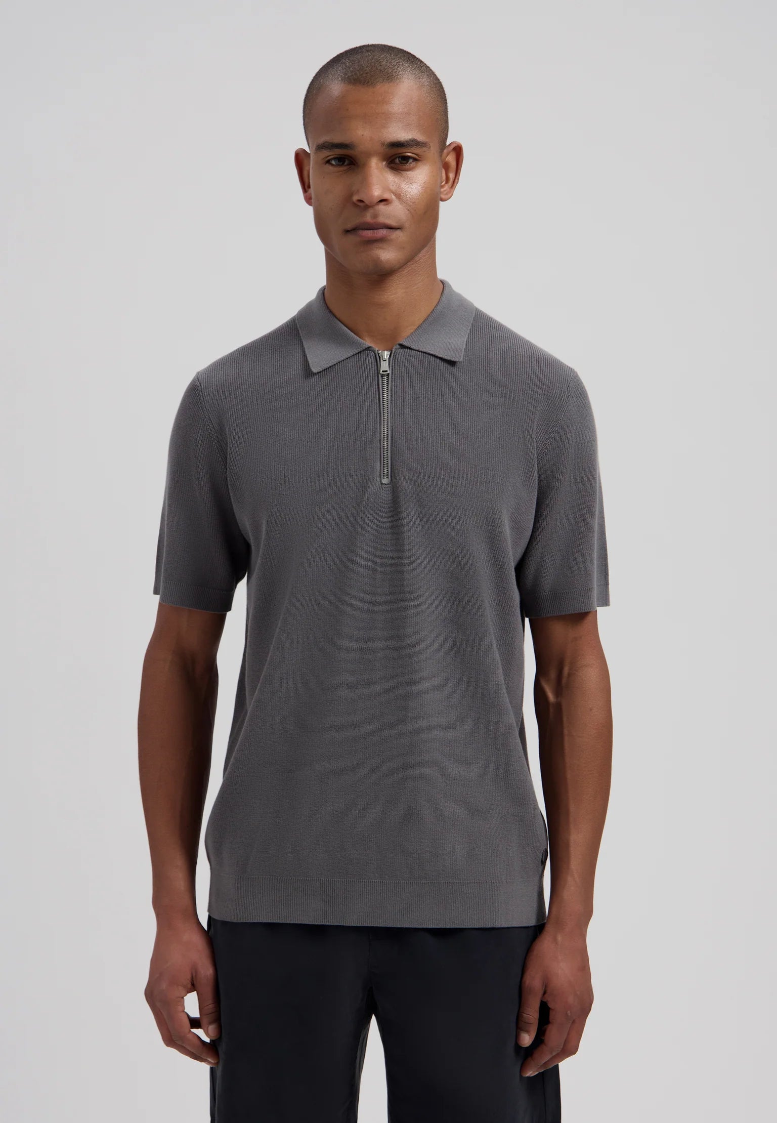 Dstrezzed Silas Zip Polo Dark Gray