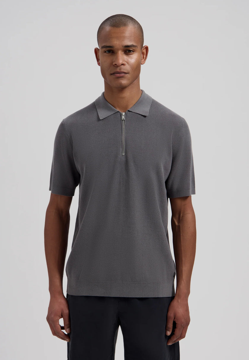 Dstrezzed Silas Zip Polo Dark Gray