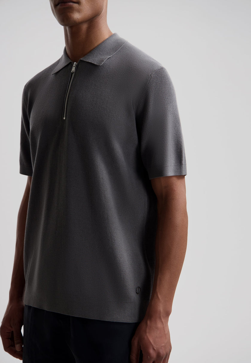 Dstrezzed Silas Zip Polo Dark Gray