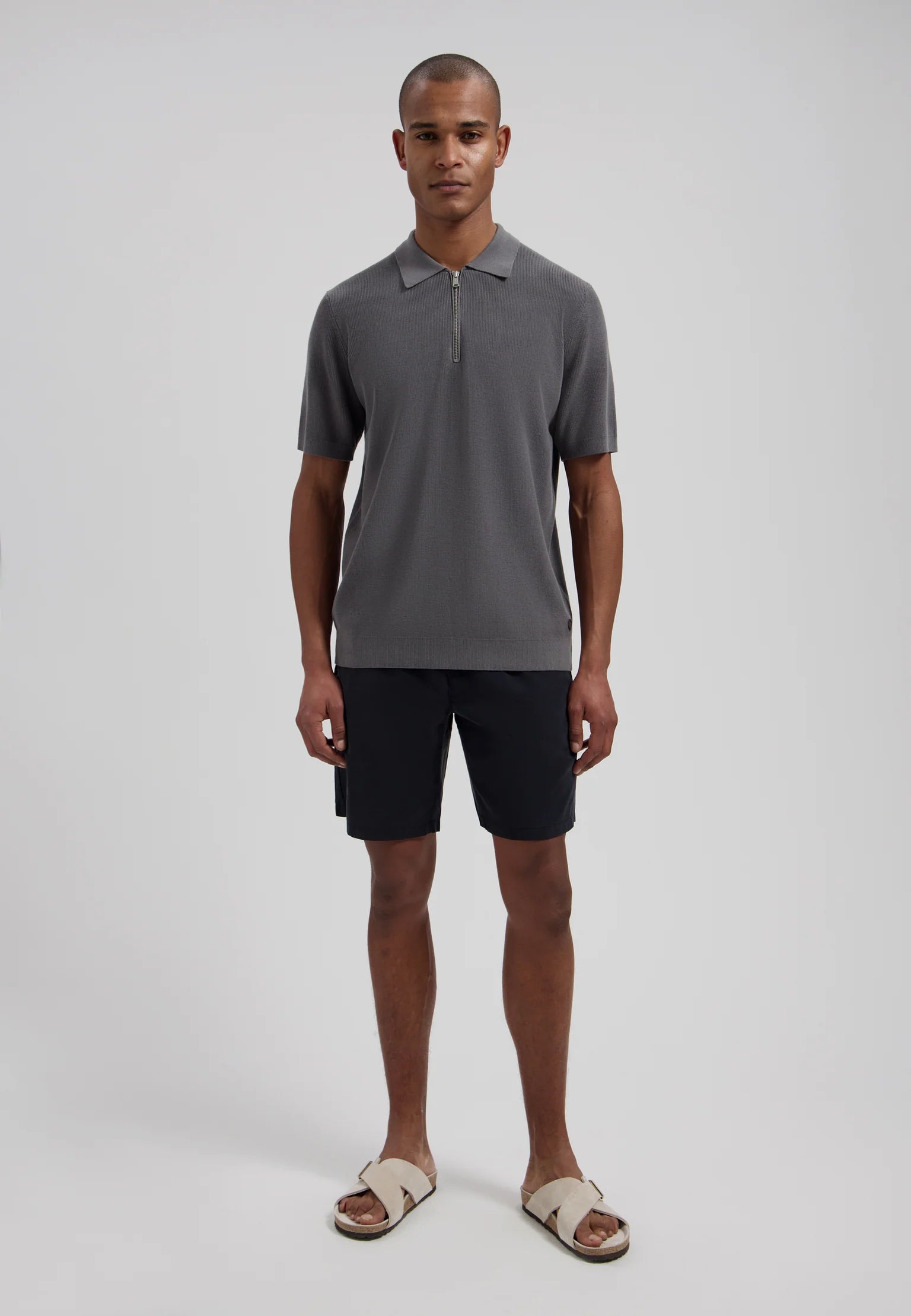 Dstrezzed Silas Zip Polo Dark Gray