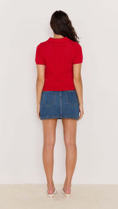 MINKPINK Lila Pointelle Knit Tee Red