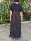Indulge Me Rouched Top & Rouched Dots in Skirt Dress Black