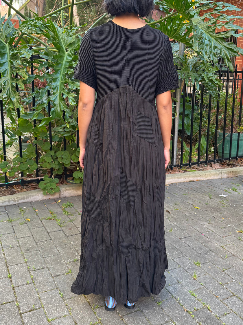 Indulge Me Rouched Top & Rouched Dots in Skirt Dress Black