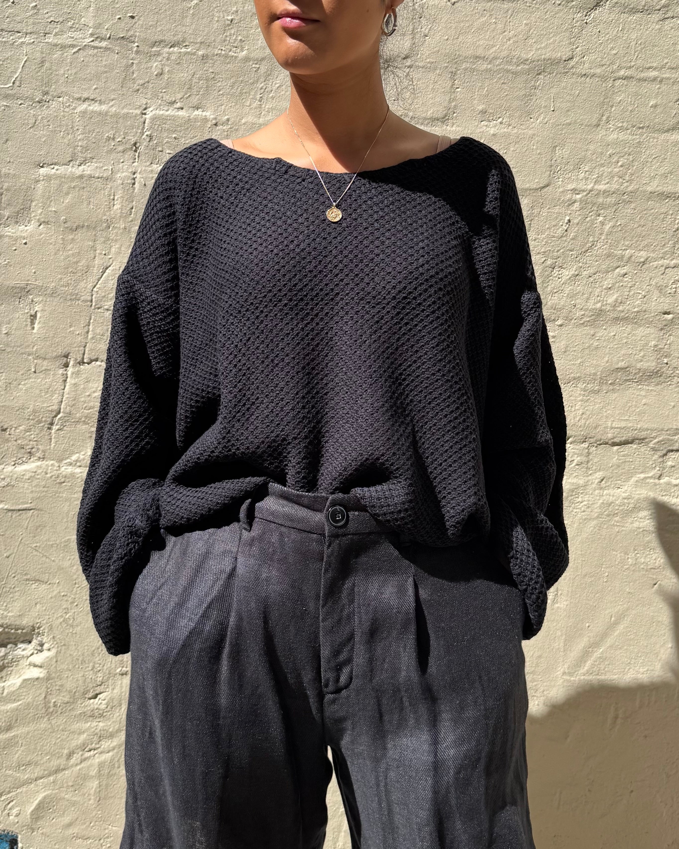 Milkman Waffle Knit Top Black
