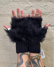 Cinnamon Creations GL040 Fluffy Fingerless Gloves Black