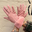 Cinnamon Creations Faux Fur Trim Suedette Gloves Pink