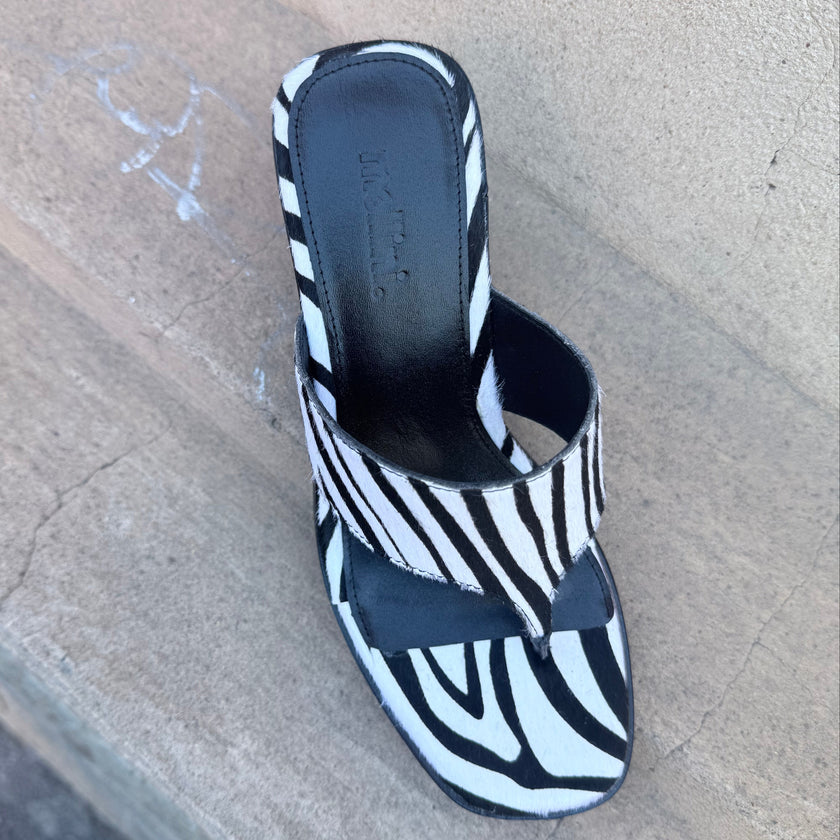 Mollini Neomi Heel Sandals Zebra/ Black Pony