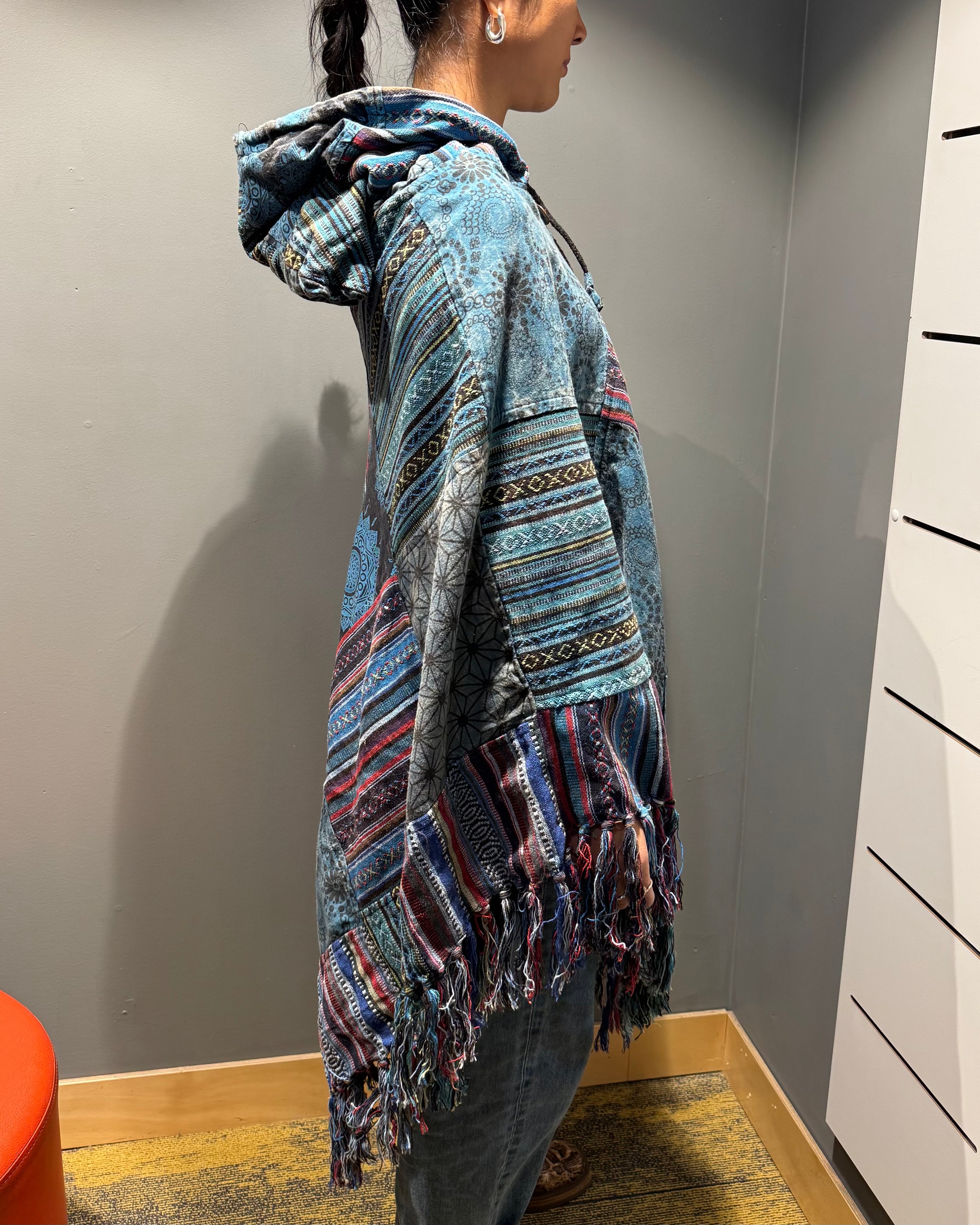 Tibet House A198 Patchwork Poncho Turquoise