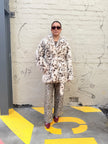 Cinnamon Creations F77 Leopard Print Fluffy Coat White Beige