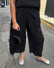 Indulge Me CLO105 Basket Weave Pleat Top & Pants Set Black