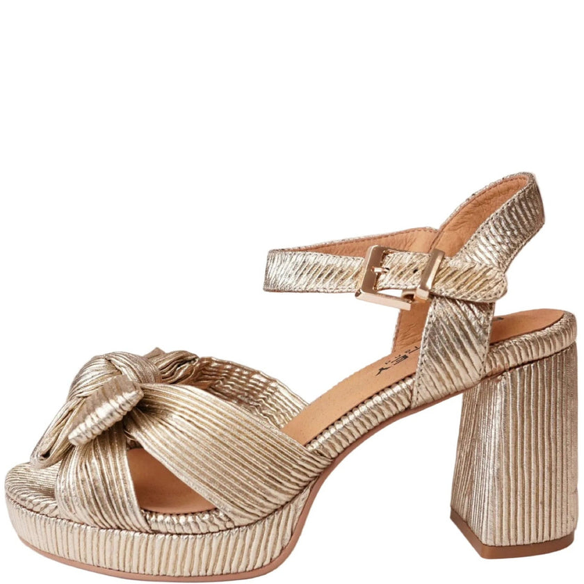 Bresley Sam Platform Heels Soft Gold Bow