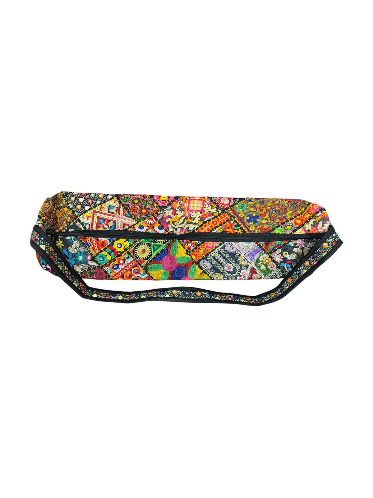 Tibet House BT223 Cotton Patchwork Embroidered Yoga Bag Black Multi