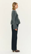 Staple The Label Noelle Peplum Knit Top Charcoal Grey