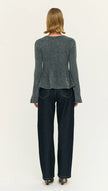Staple The Label Noelle Peplum Knit Top Charcoal Grey