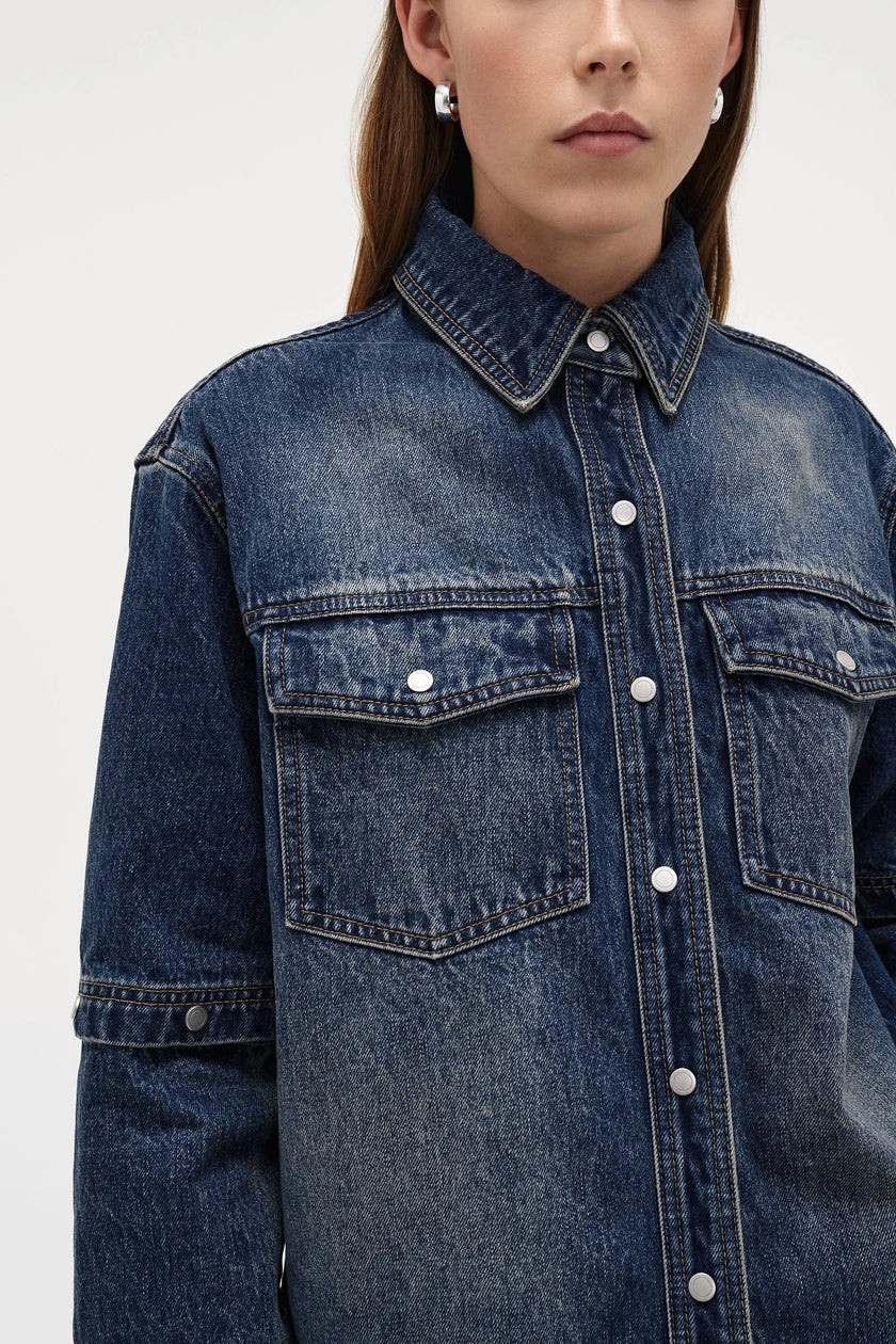 Neuw Denim Cut Loose Denim Shacket Indigo