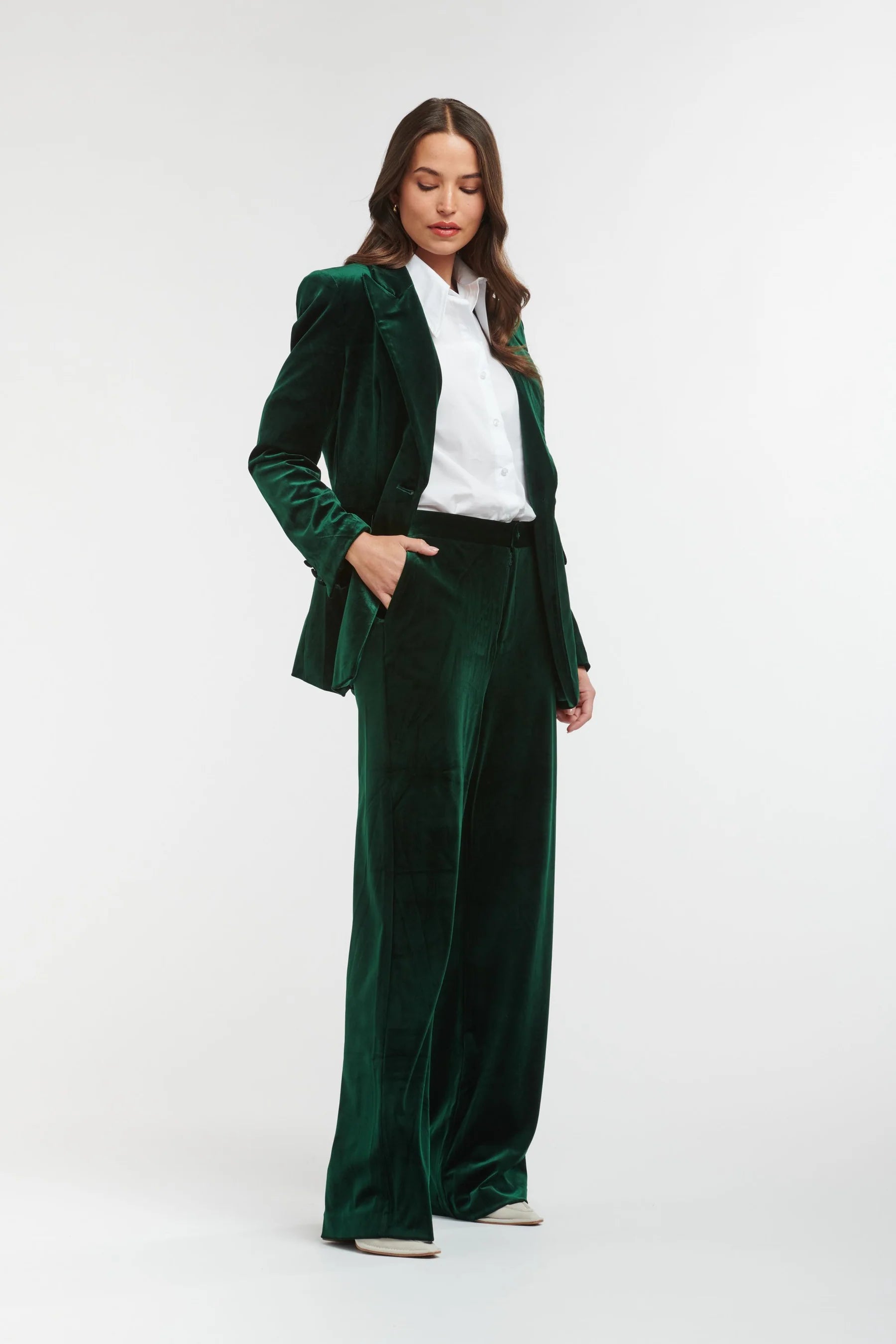 Italian Star Jets Velvet Pant Bottle Green