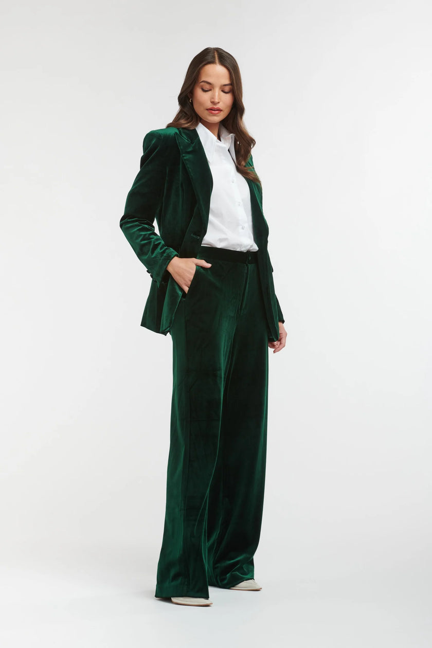 Italian Star Jets Velvet Pant Bottle Green