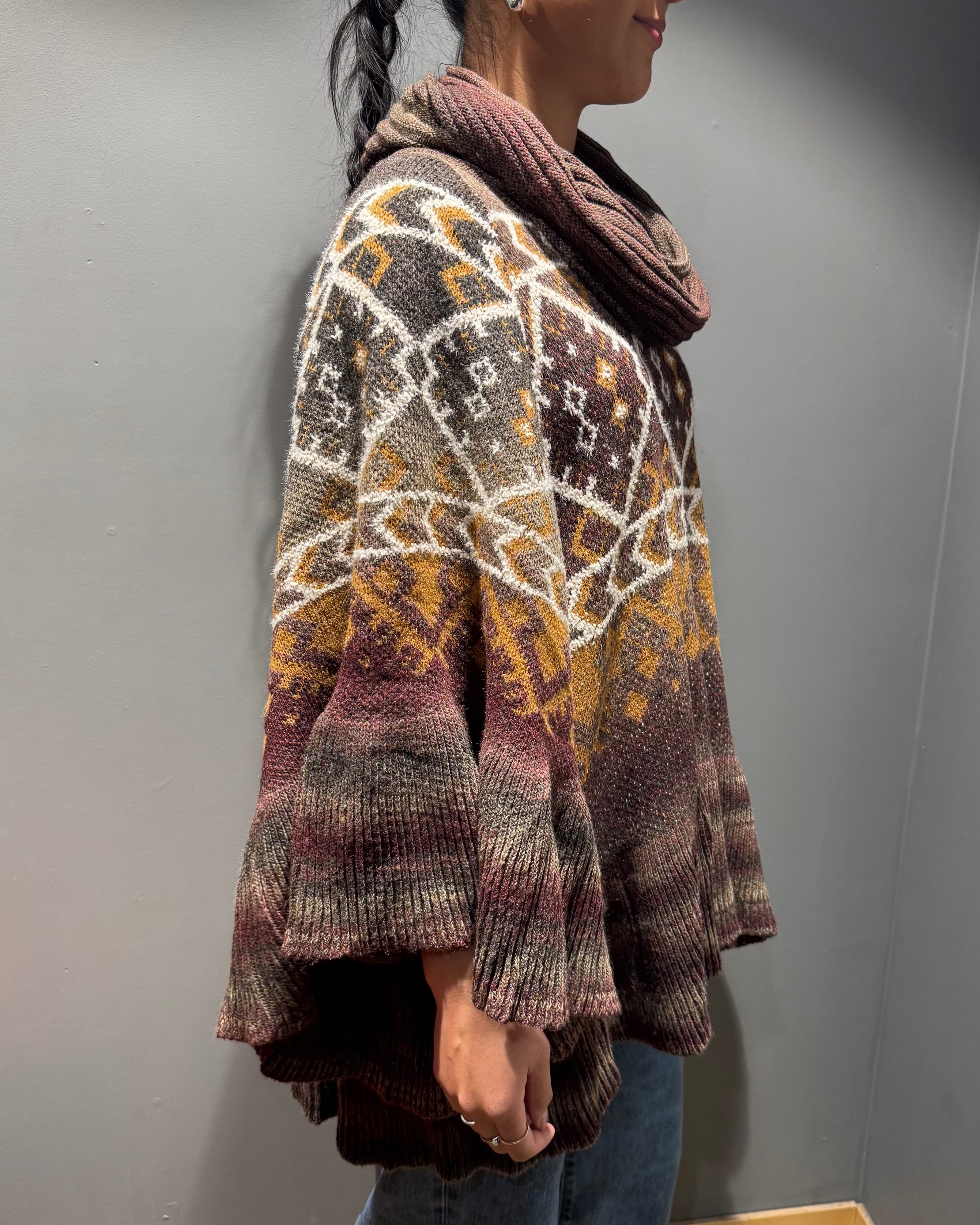 Cinnamon Creations 24108 Cow Neck Poncho Wine