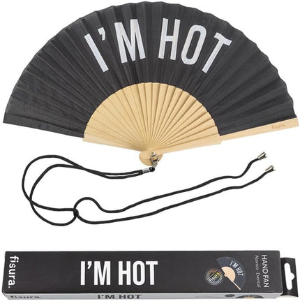 Fisura 'I'm Hot' Hand Fan With Gift Box Black & White