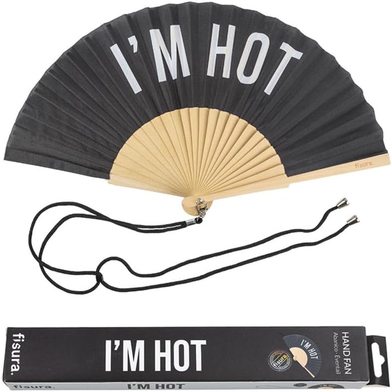 Fisura 'I'm Hot' Hand Fan With Gift Box Black & White