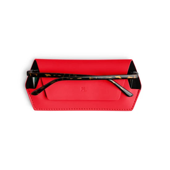 Fox and Leo Slimline Leather Glasses Case Poppy