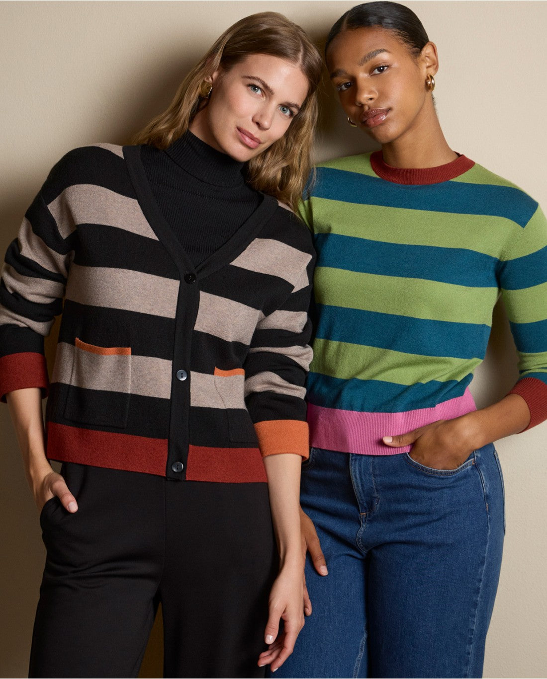 Surkana Futi High Neck Sweater Green Stripe