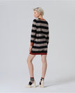 Surkana Futi Round Neck Dress Black Stripe