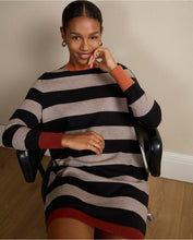 Load image into Gallery viewer, Surkana Futi Round Neck Dress Black Stripe
