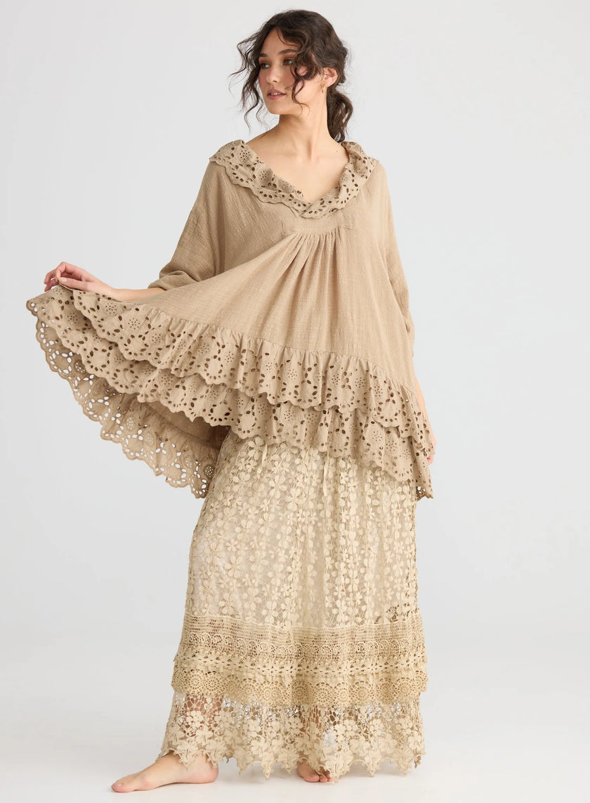 Miss Rose Sister Violet Passionflower Lace Skirt Cream