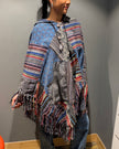 Tibet House A198 Patchwork Poncho Black/ Blue