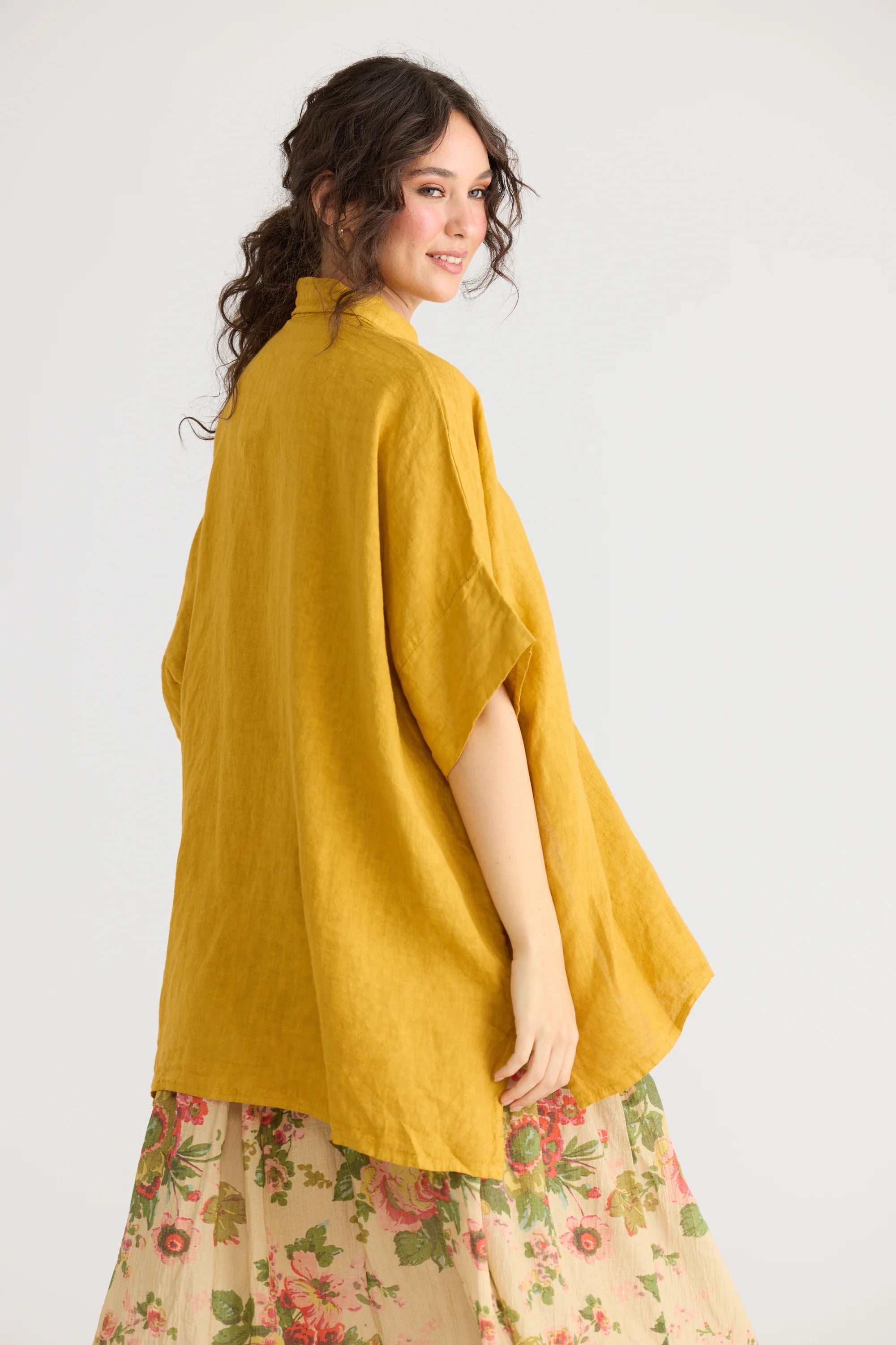 Miss Rose Sister Violet Teddie Linen Shirt Sunflower