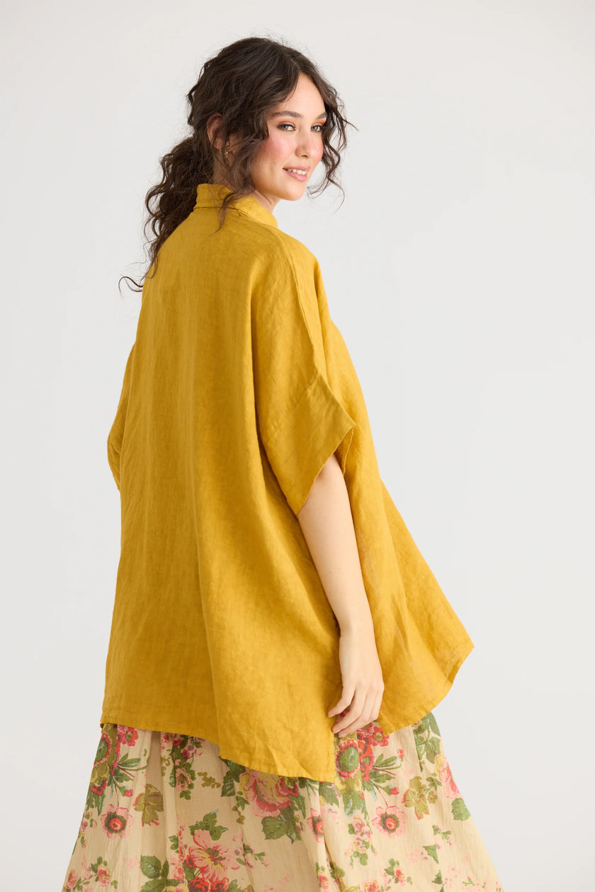 Miss Rose Sister Violet Teddie Linen Shirt Sunflower