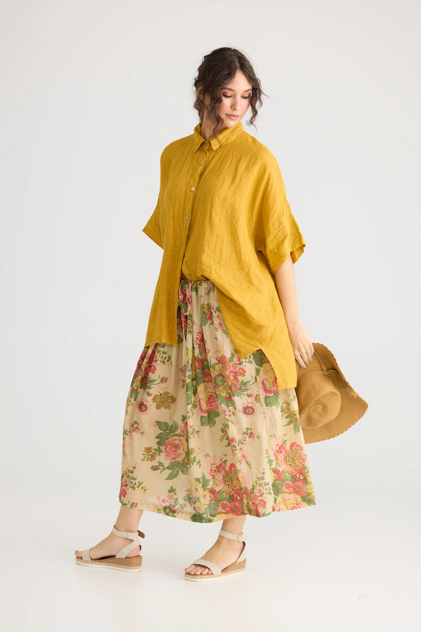 Miss Rose Sister Violet Teddie Linen Shirt Sunflower