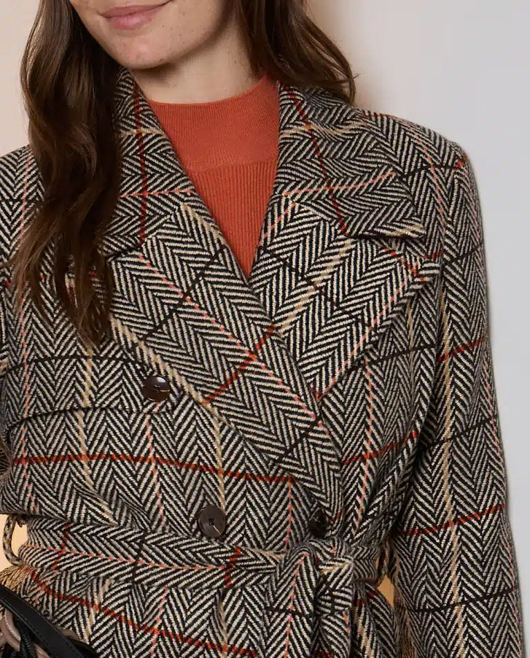 Surkana Maco Check Coat Camel