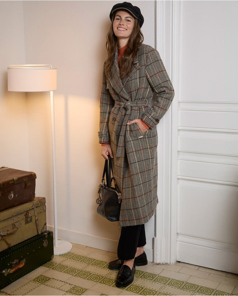 Surkana Maco Check Coat Camel