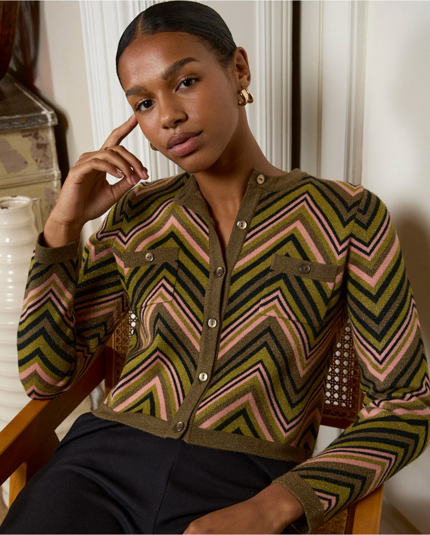 Surkana Niux Zig Zag Jacket Green Lurex