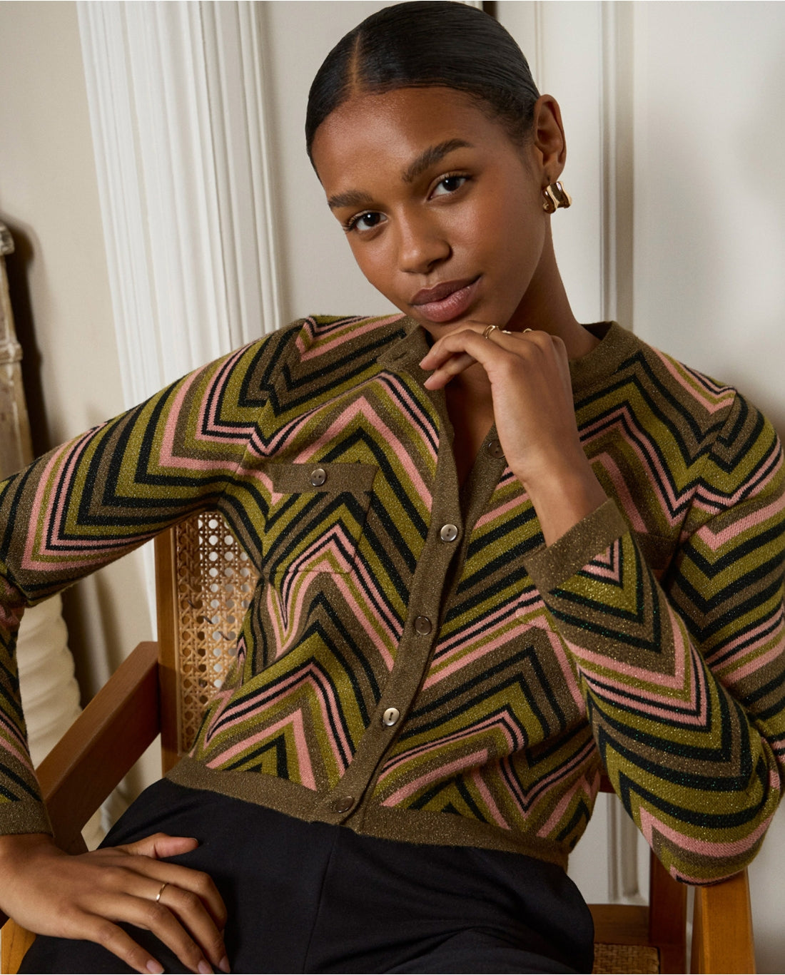 Surkana Niux Zig Zag Jacket Green Lurex