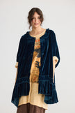 Miss Rose Sister Violet Florentine Velvet Coat Dress Midnight Blue