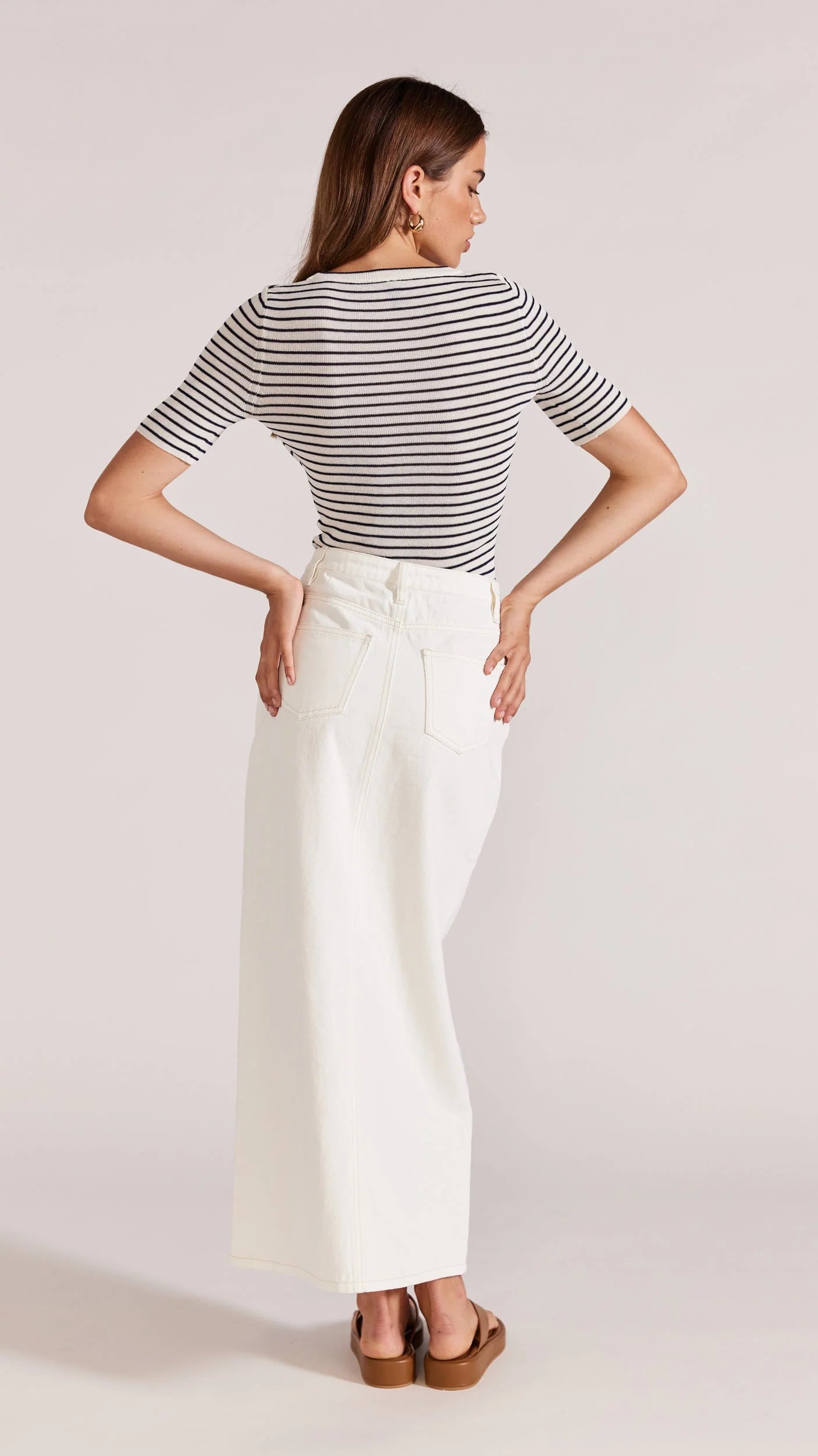 Staple The Label Maxie Knit Tee Navy Stripe
